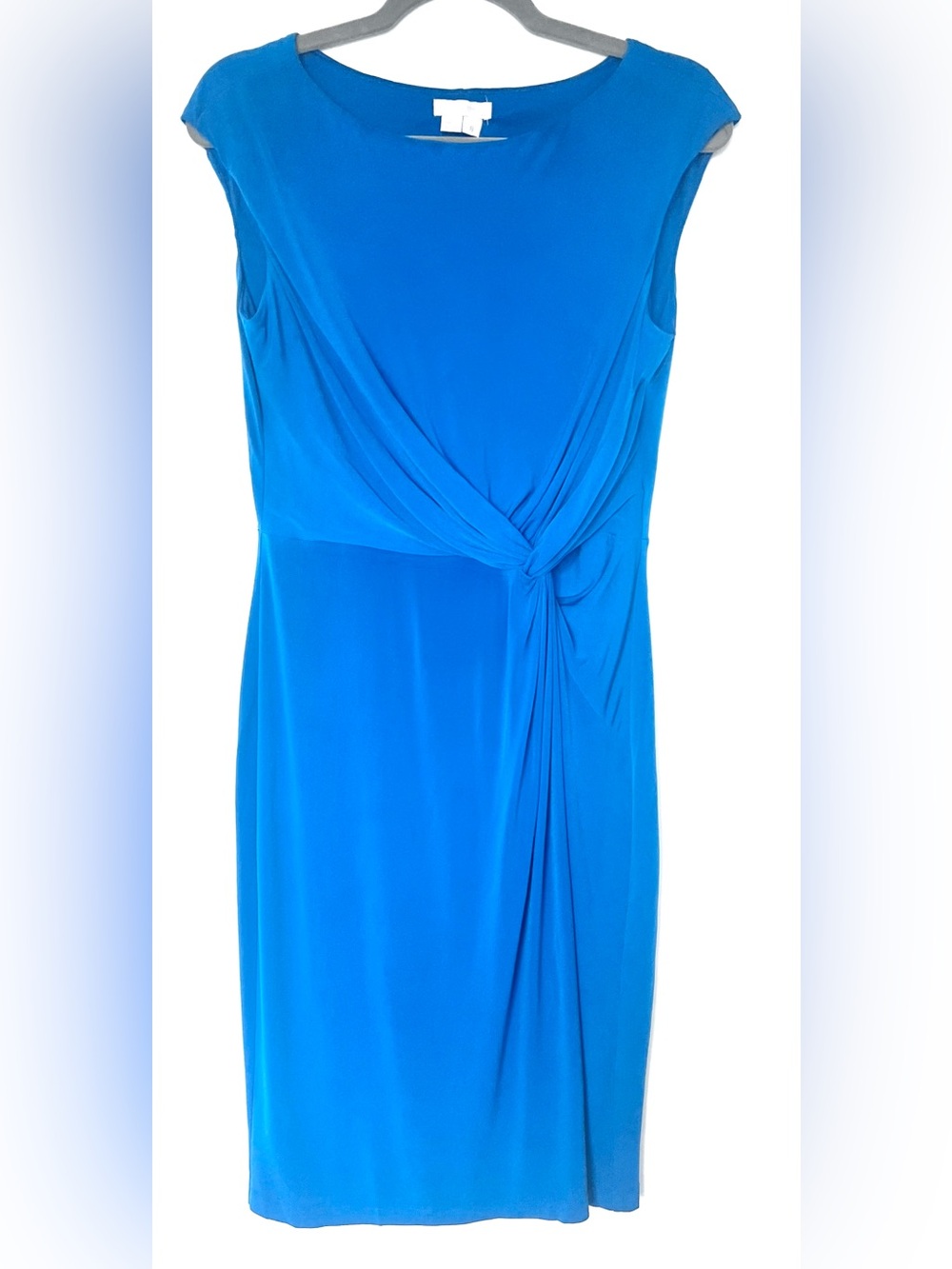 London Times Royal Blue Twist Front Sheath Dress Size 8
